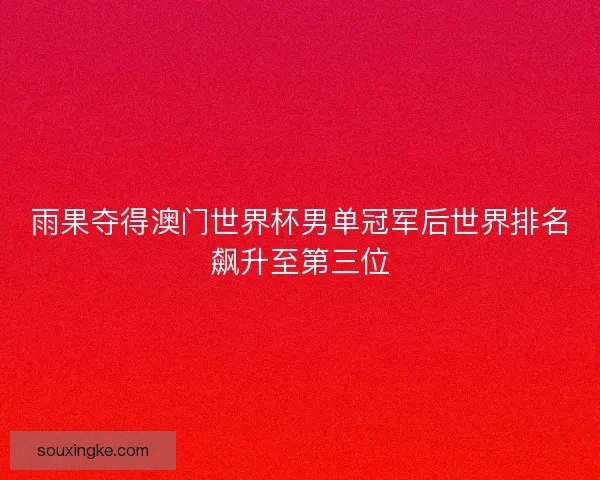 雨果夺得澳门世界杯男单冠军后世界排名飙升至第三位