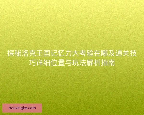 探秘洛克王国记忆力大考验在哪及通关技巧详细位置与玩法解析指南